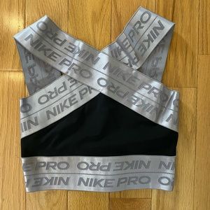 Nike Pro - black and silver sports bra